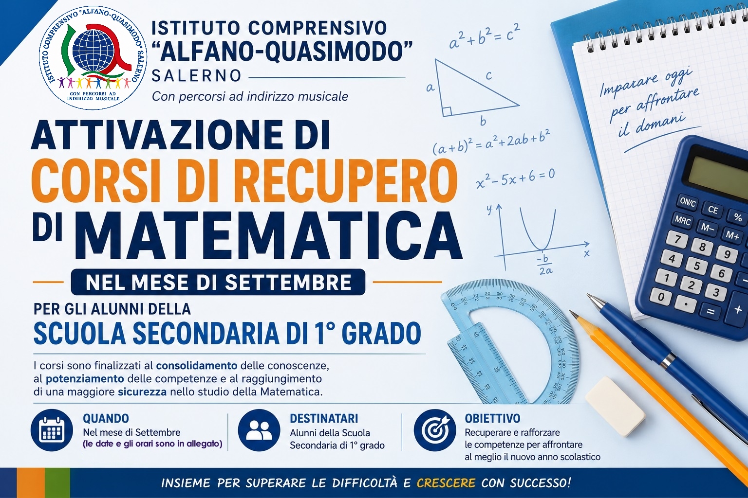 Attivazione corsi di recupero di matematica (Scuola Secondaria di I grado)