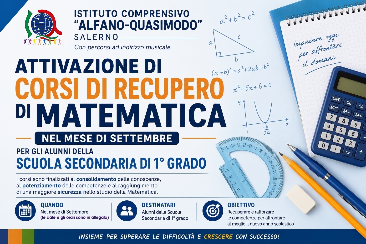 Attivazione corsi di recupero di matematica (Scuola Secondaria di I grado)