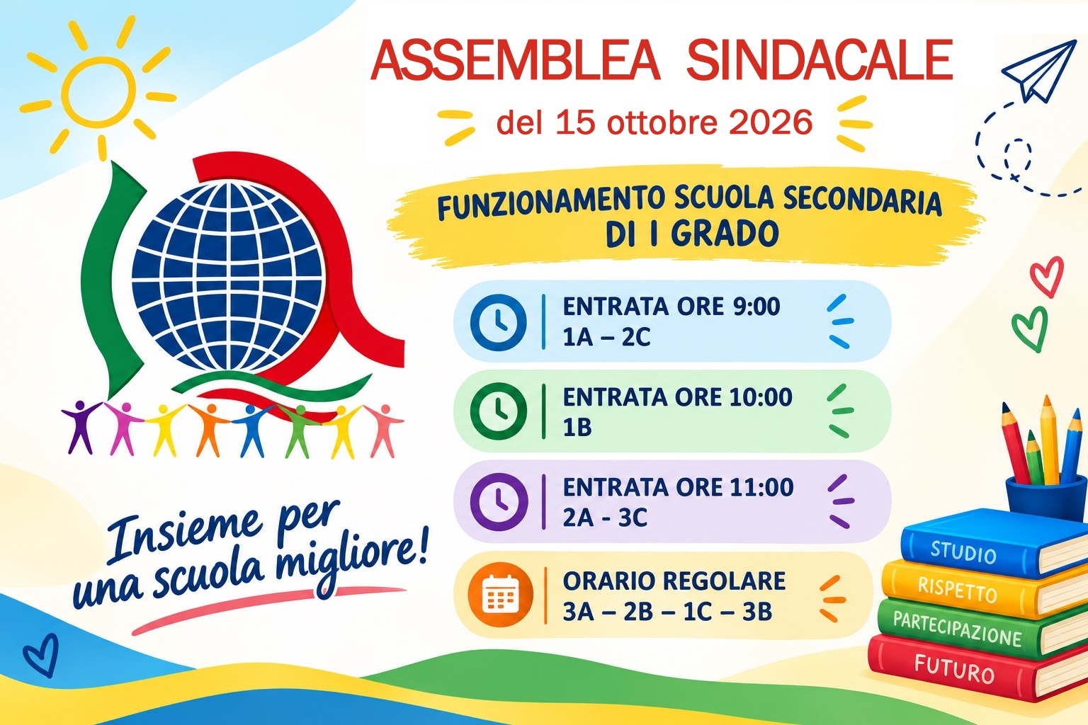Assemblea sindacale del 15 ottobre 2026: funzionamento Scuola Secondaria di I grado