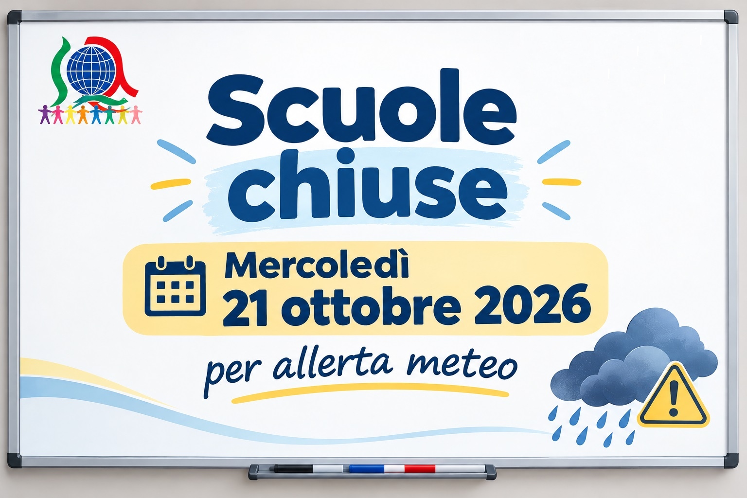Chiusura scuole per allerta meteo il 21 ottobre 2026