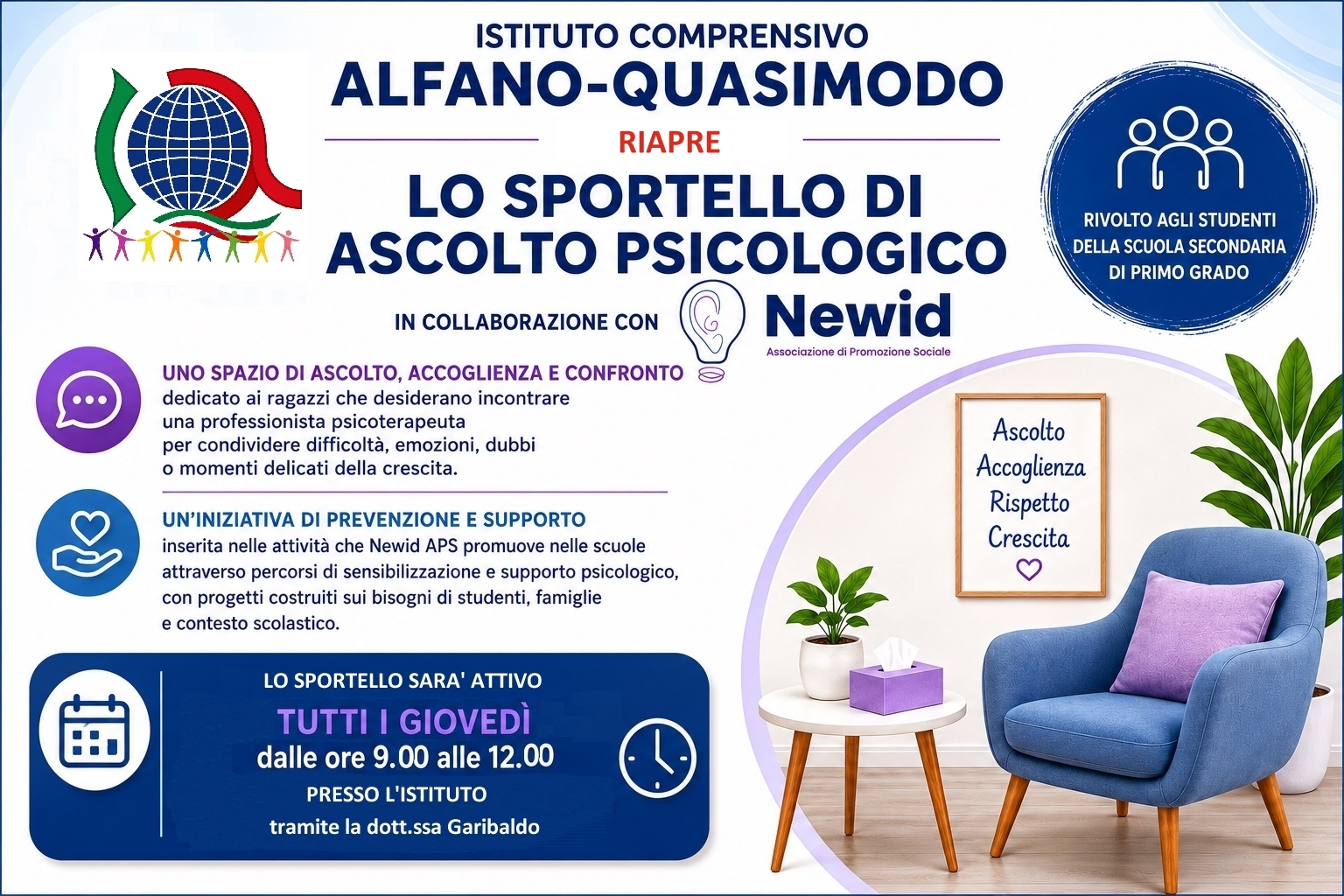 Riapre lo Sportello di Ascolto Psicologico