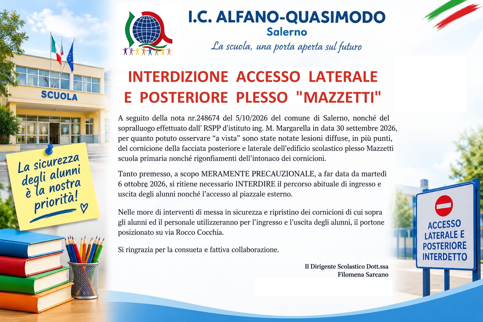 Plesso "Mazzetti" - interdizione accesso laterale