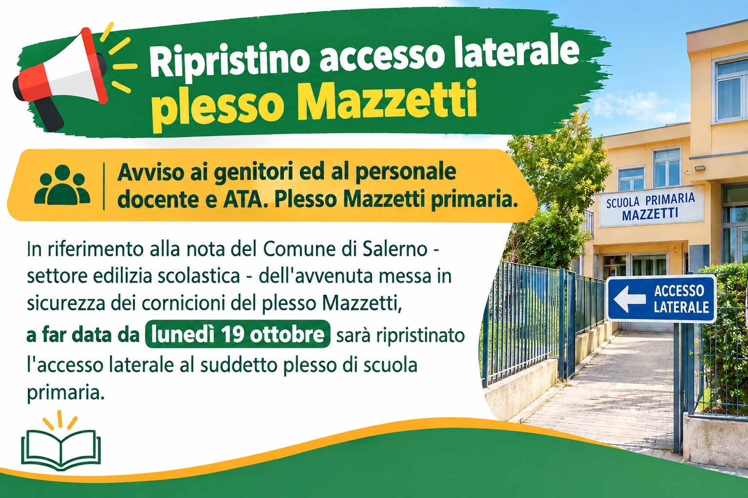 Ripristino accesso laterale plesso Mazzetti
